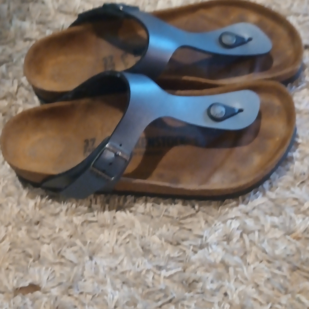 Birkenstock Black and Brown Sandals Size 7